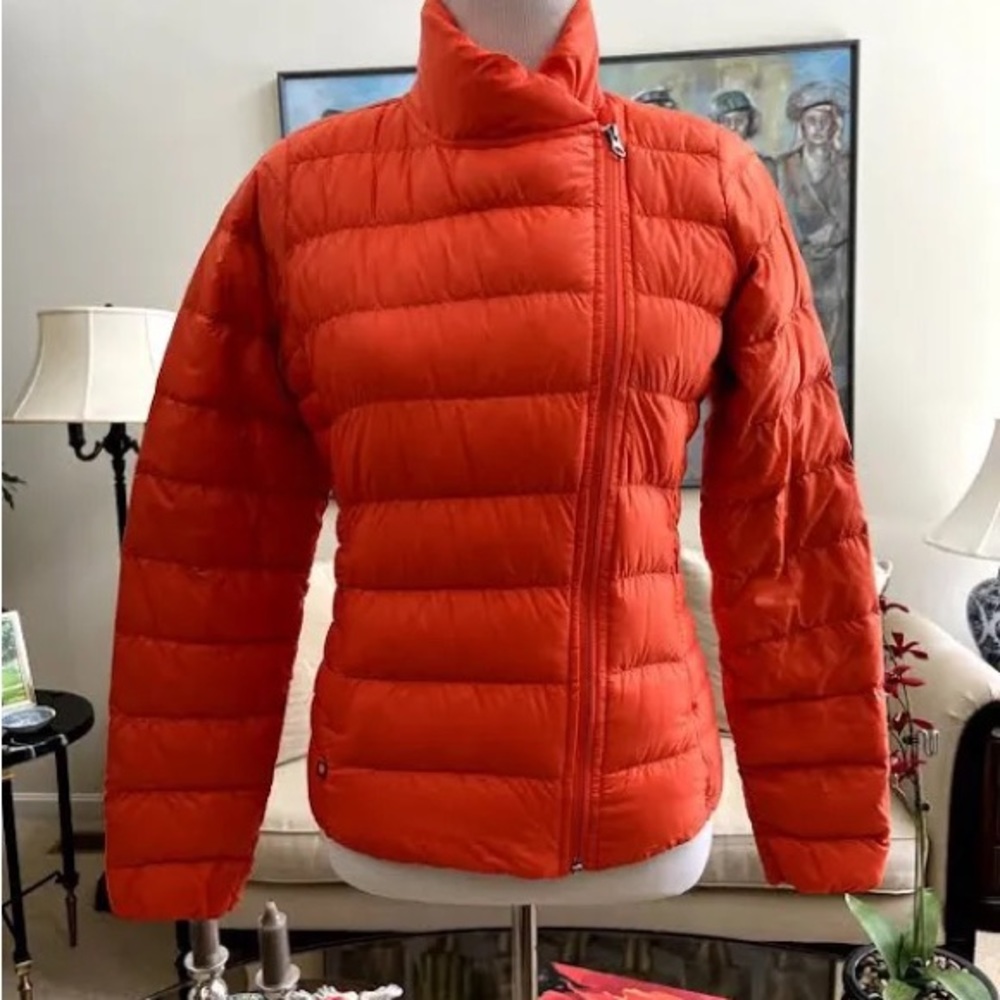 Athleta Orange Asymmetrical Zip Jacket Zip Pockets, Size XS